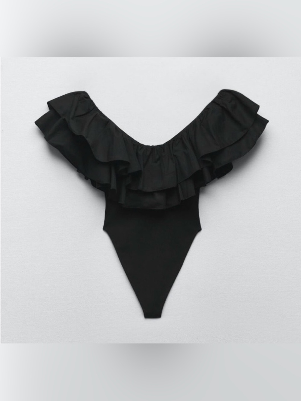 Nwot Zara Black Ruffled Bodysuit sz Small